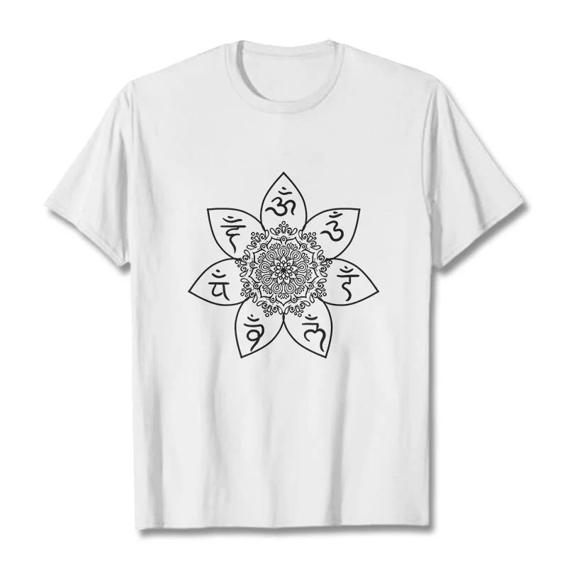 Buddha Stones Mandala Om Mani Padme Hum Pattern Tee T-shirt