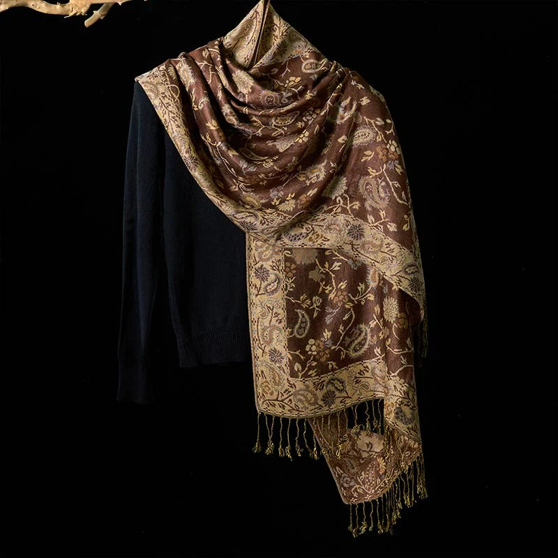 Buddha Stones Spring Cashew Flower Floral Pattern Tassel Soft Scarf Shawl