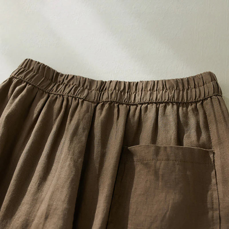 Buddha Stones Commute Pure Color High Waist Women's Harem Pants With Pockets