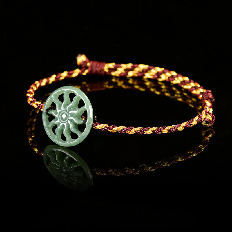 Buddha Stones Jade Sun Braided Rope Abundance Bracelet