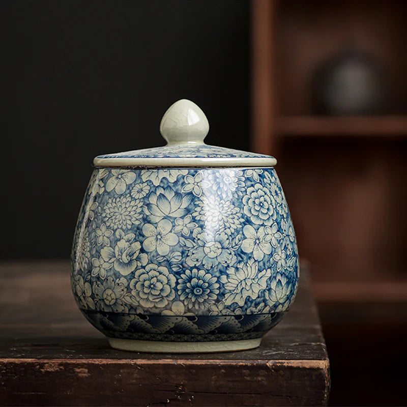Buddha Stones Blue and White Porcelain Chinese Gongfu Tea Ceramic Kung Fu Teapot Cup Tea Filter Canister