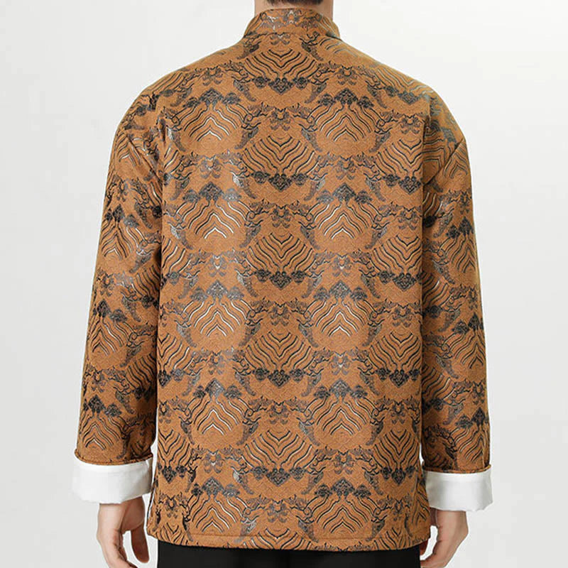 Buddha Stones Frog-Button Chinese Tang Suit Wave Shape Long Shirt Men Jacket Clothing (Extra 30% Off | USE CODE: FS30)