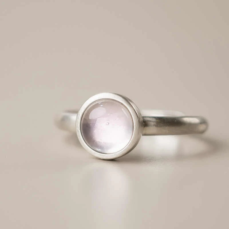 Buddha Stones Natural 925 Sterling Silver Pink CrystalÂ Adjustable Warmth Ring