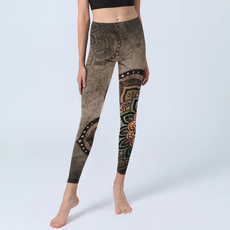 Buddha Stones Mandala Print Design Gym Leggings Women's Yoga Pants