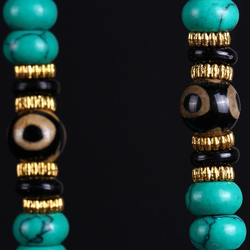 Buddha Stones Tibetan 108 Beads TurquoiseÂ Dzi Bead Wisdom Balance Mala