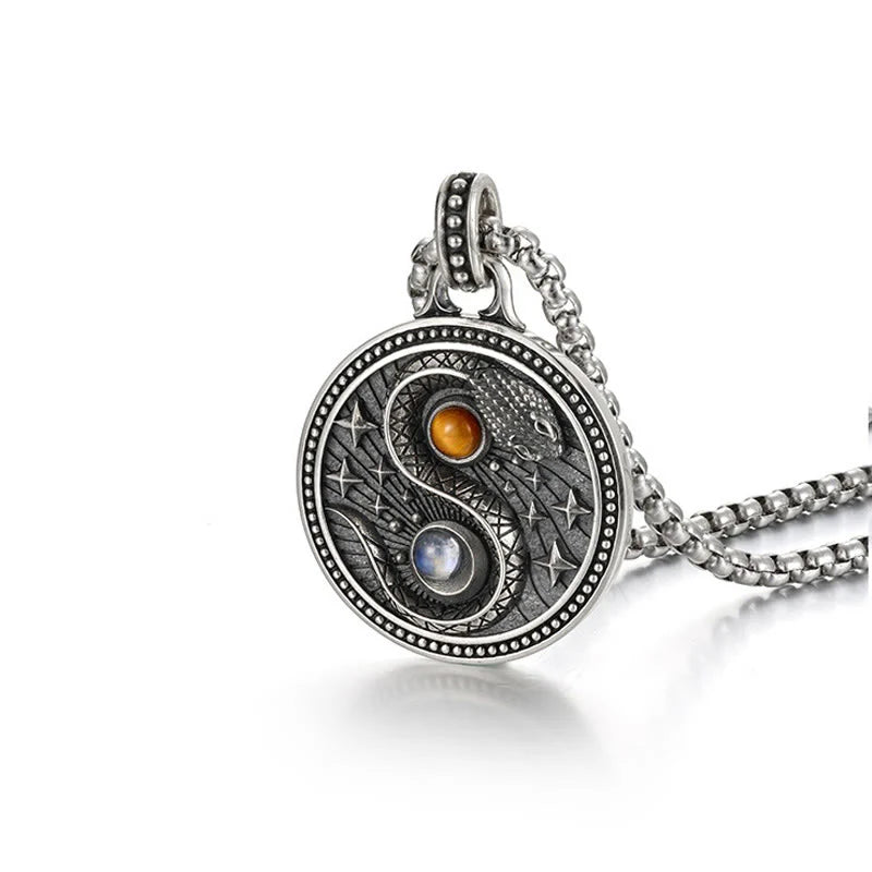 FREE Today: Harmony and Wealth Snake Yin Yang Symbol Copper Necklace Pendant