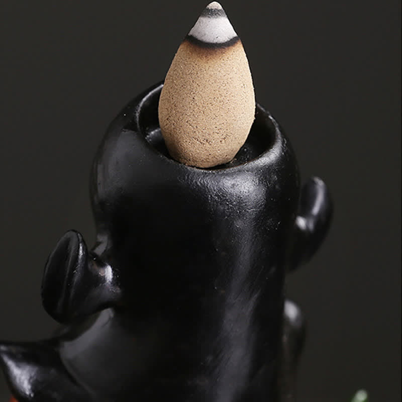 Buddha Stones Halloween Pumpkins Ghost Resin Backflow Smoke Fountain Incense Burner Decoration