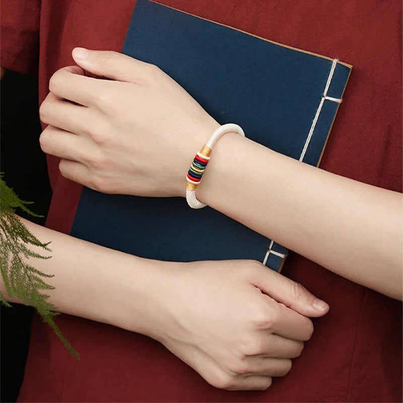 Buddha Stones Tibetan Handmade Colorful King Kong Knot Five Elements Luck Braid String Bracelet