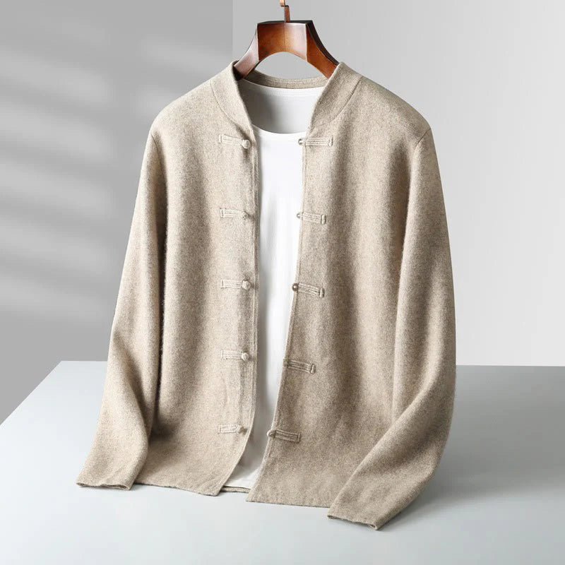 Buddha Stones Winter Solid Color Chinese Frog-Button Men's Wool Long Sleeve Sweater