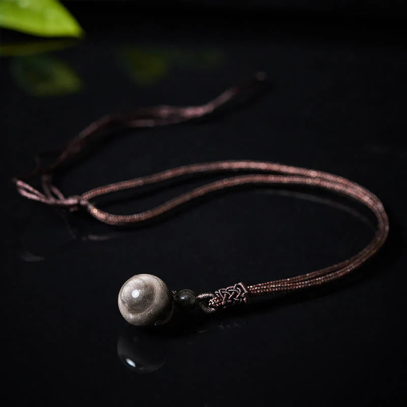 Buddha Stones Tiger's Eye Silver Sheen Obsidian Gold Sheen Obsidian Rainbow Obsidian Positive Necklace Pendant