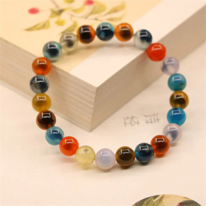 Buddha Stones Colorful Candy Agate Healing Strength Bead Bracelet