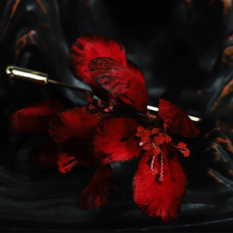 Buddha Stones Handcrafted Silk Art Cyclamen Persicum Flower Blessing Brooch