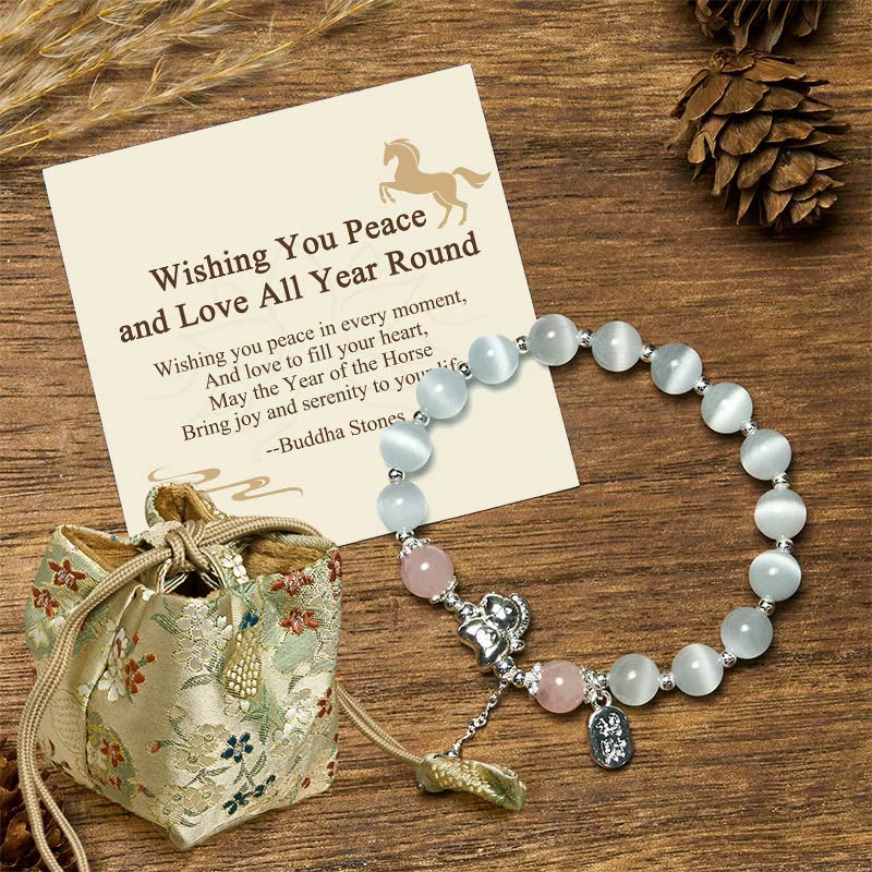 Buddha Stones Wishing You Peace and Love All Year Round Year of the Horse Includes Gift Message Card