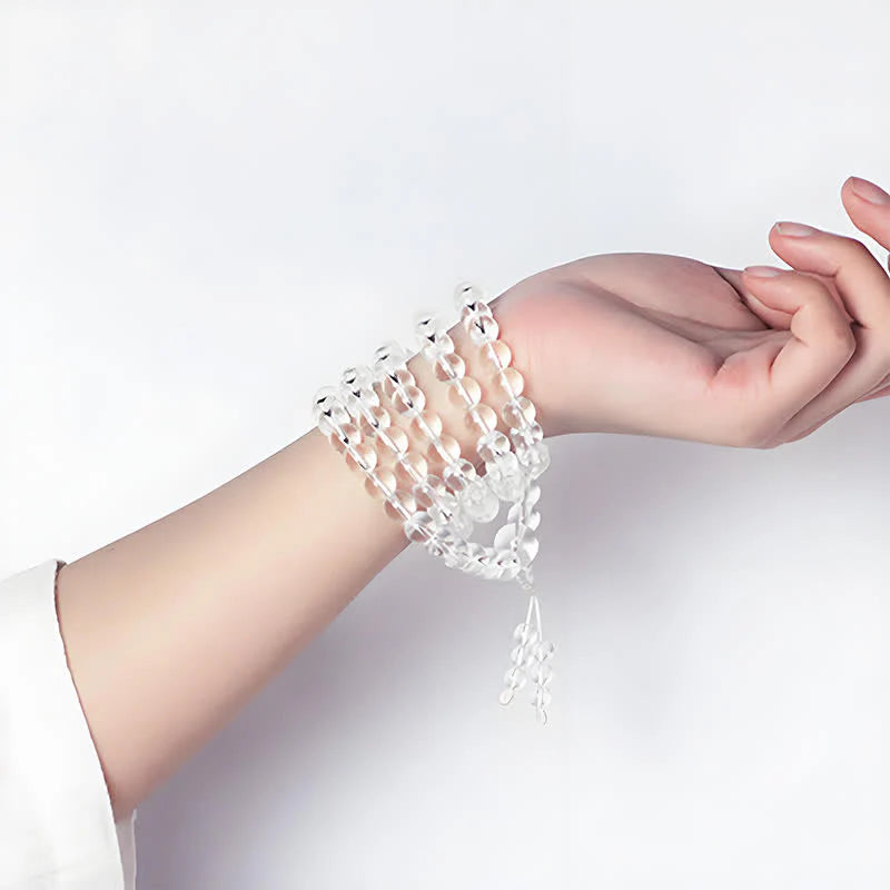 Buddha Stones 108 Clear Quartz Beads Protection Mala