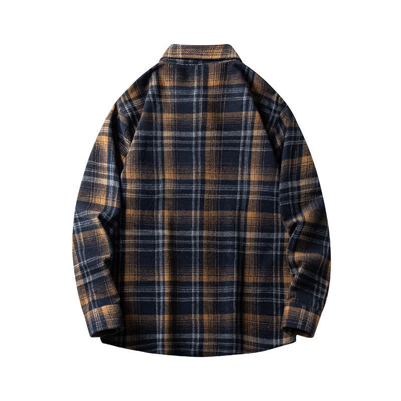 Buddha Stones Commute Multicolor Plaid Button Men's Cotton Long Sleeve Shirts With Pocket