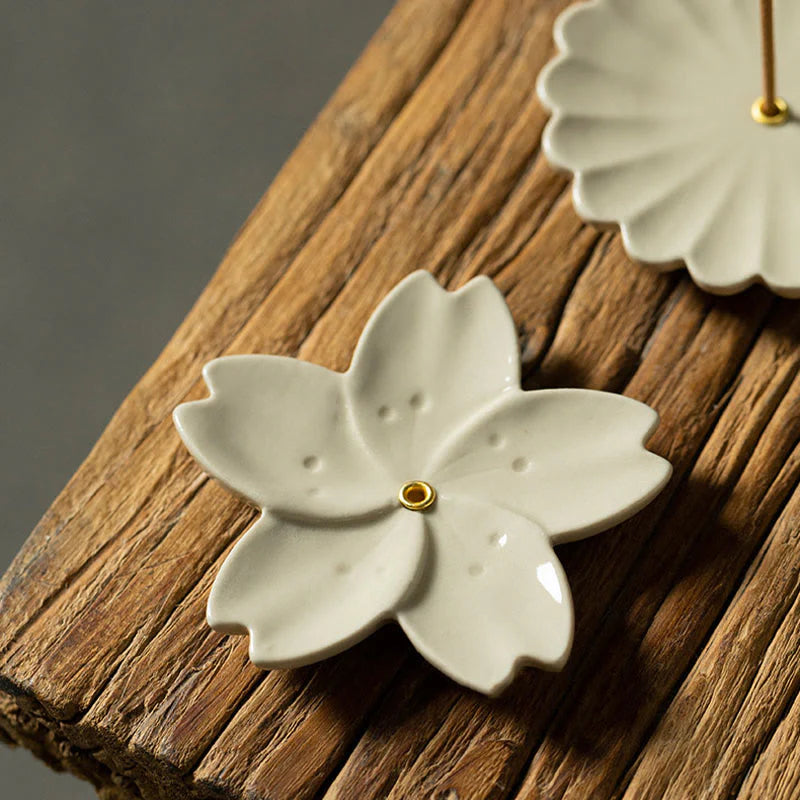 Buddha Stones Lotus Cherry Blossom Plum Blossom Chrysanthemum Healing Ceramic Incense Burner Decoration