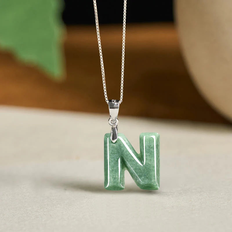 Buddha Stones May You Find Your Own Meaning Natural A-Z Letter Jade 925 Sterling Silver Chain Necklace Includes Gift Message Card