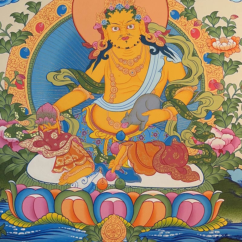 Buddha Stones Tibetan Thangka Painting Yellow God of Wealth Green Tara Avalokitesvara Handmade Decoration Blind Box(Random Style)