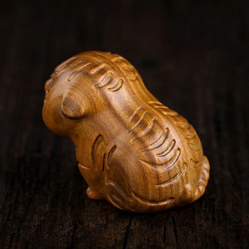 Buddha Stones Green Sandalwood Cute Tiger Animals Positive Decoration