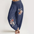 Buddha Stones Cotton Koi Fish Pink Peach Blossoms Pattern Women's Elastic Waist Harem Pants
