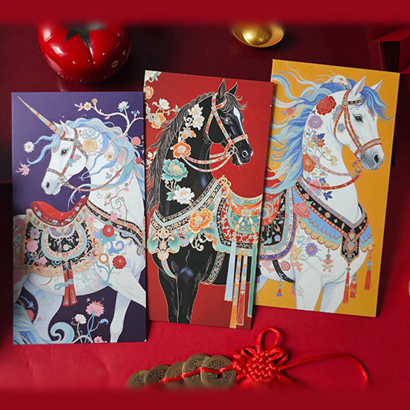 Buddha Stones 6pcs Colorful Chinese Red Envelope Year Of The Horse 2026 New Year