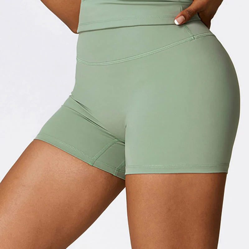 Buddha Stones Solid Color Crop Tank Top High Waist Shorts Sports Fitness Gym Yoga Outfits