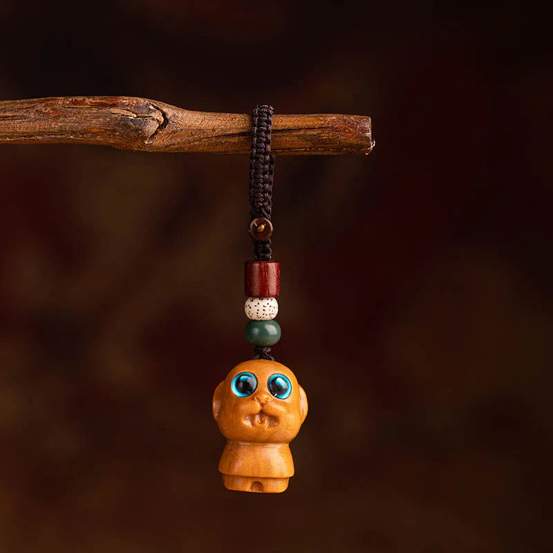 Buddha Stones Year Of The Horse Red Sandalwood Star Moon Bodhi Seed Blessing Key Chain