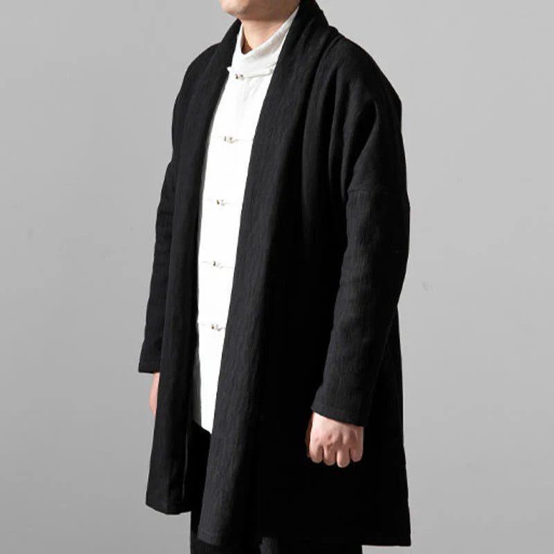 Buddha Stones Fall Simple Cotton Fleece Lined Men's Mid-length Coat Clothing (Extra 30% Off | USE CODE: FS30)