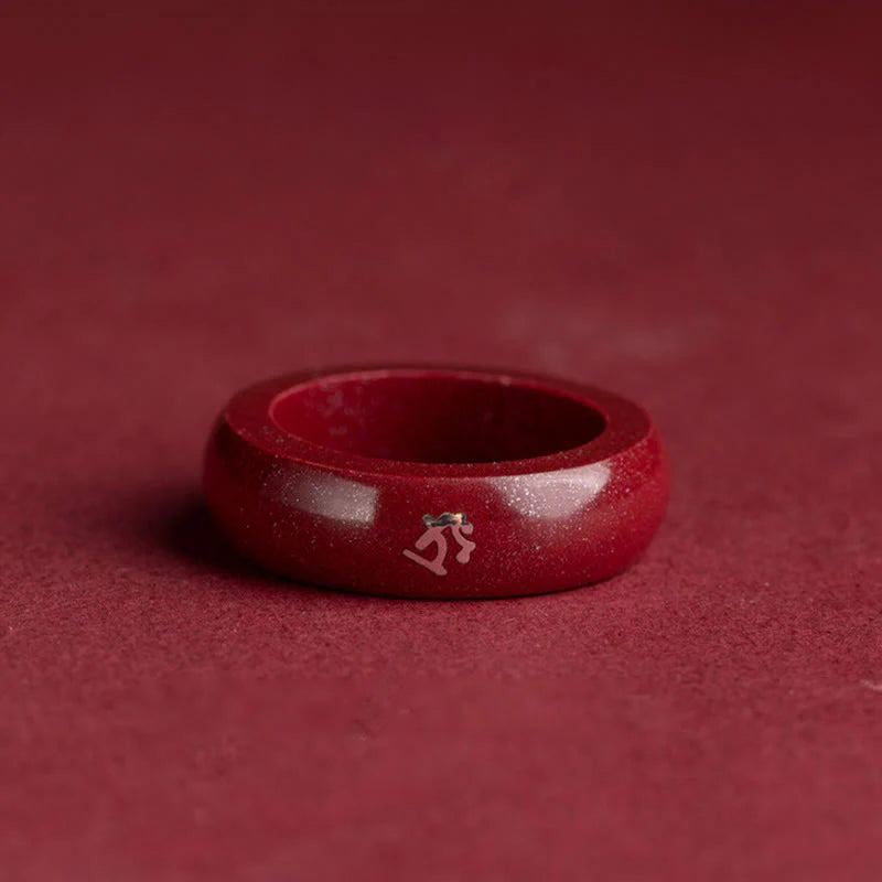 Buddha Stones Chinese Zodiac Year Of The Horse Cinnabar Blessing Ring