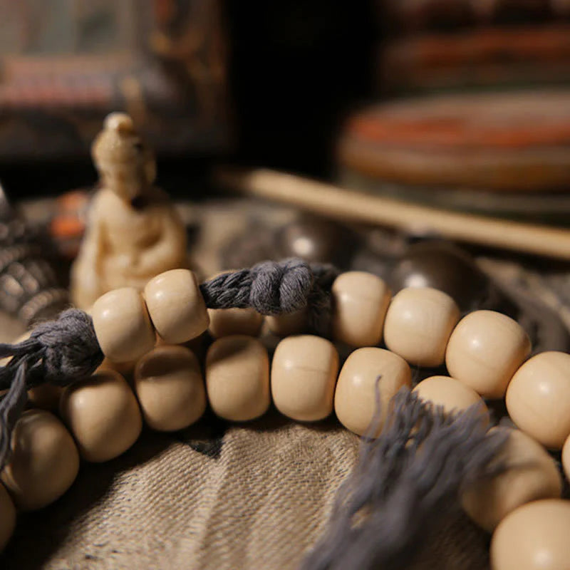 Buddha Stones 108 Mala Beads Abelia Biflora Wood Warding Off Evil Spirits Wrist Mala
