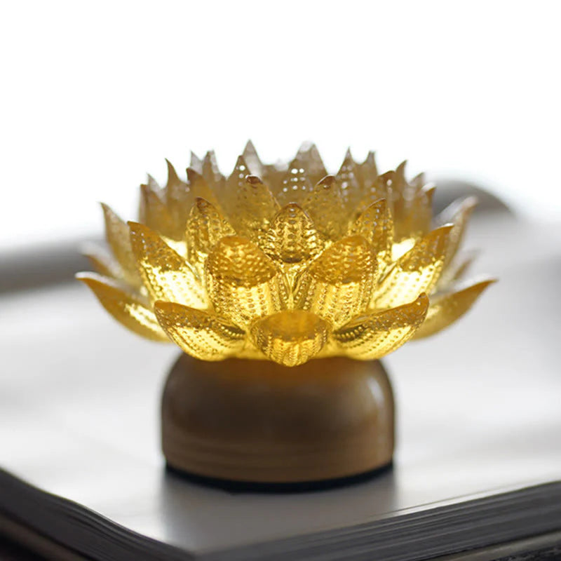 Buddha Stones Lotus Liuli Glass Copper Brass New Begining Home Decoration
