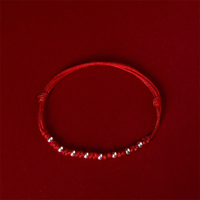 Buddha Stones 925 Sterling Silver Beads Red String Adjustable Luck Bracelet