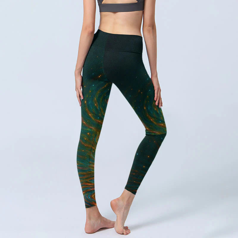 Buddha Stones Gorgeous Lotus Water Ripples Pattern Print Gym Leggings Women's Yoga Pants