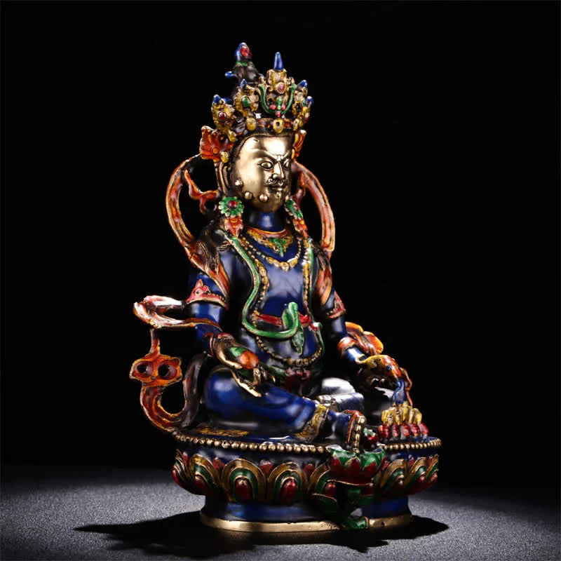 Buddha Stones Yellow Jambhala Bodhisattva Figurine Serenity Copper Statue Home Decoration