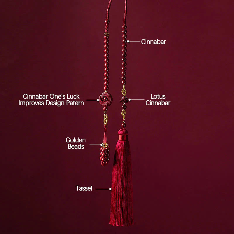 Buddha Stones One's Luck Improves Design Patern Natural Cinnabar Lotus Blessing Car Hanging Decoration