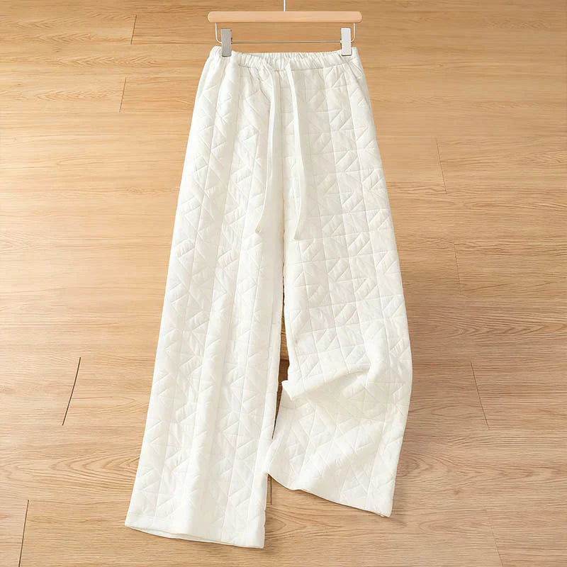 Buddha Stones Women's Fall Solid Color Drawstring Thermal Wide Leg Pants With Pockets