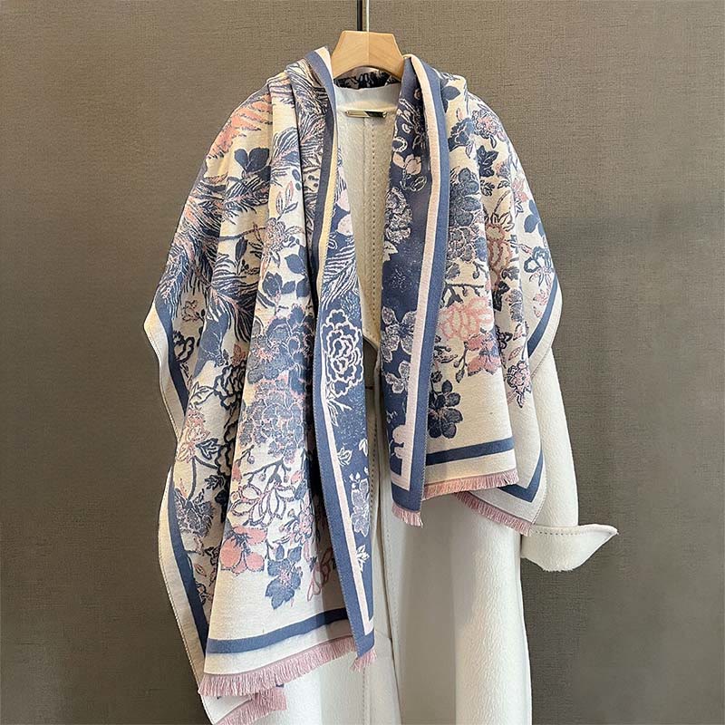 Buddha Stones Fall Phoenix Flowers Pattern Soft Scarf Shawl