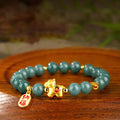 Buddha Stones Year Of The Horse Jade Prosperity Abundance Bracelet