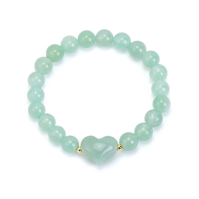 Buddha Stones Natural Amethyst Green Aventurine Tiger Eye Strawberry Quartz Love Heart Spiritual Bracelet