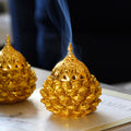 Buddha Stones Gold Pine Cone Pattern Spiritual Rituals Mini Incense Burner Home Tabletop Decor
