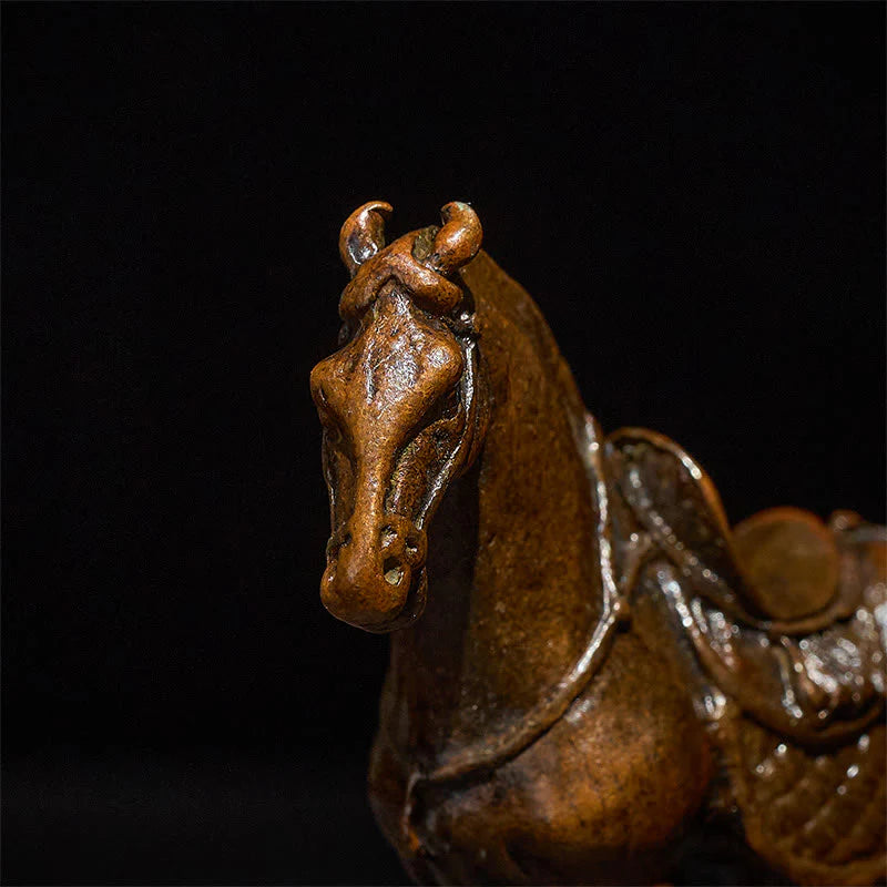 Buddha Stones Ancient Year of the Horse Alloy Home Decoration 7.5*2.6*7 cm