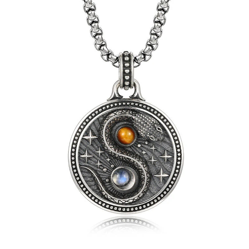 FREE Today: Harmony and Wealth Snake Yin Yang Symbol Copper Necklace Pendant