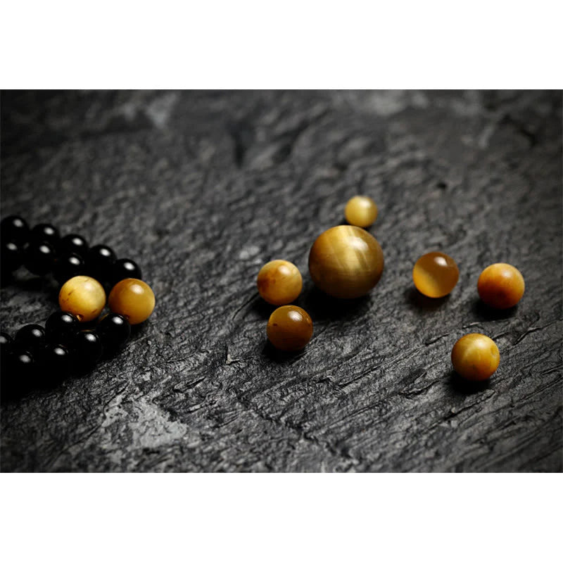 Buddha Stones Tibetan 108 Mala Beads Black Onyx Tiger Eye Beads Nine Palaces Bagua Protection Bracelet