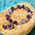 Natural Amethyst Pearl Flower Charm Positive Transformation Bracelet