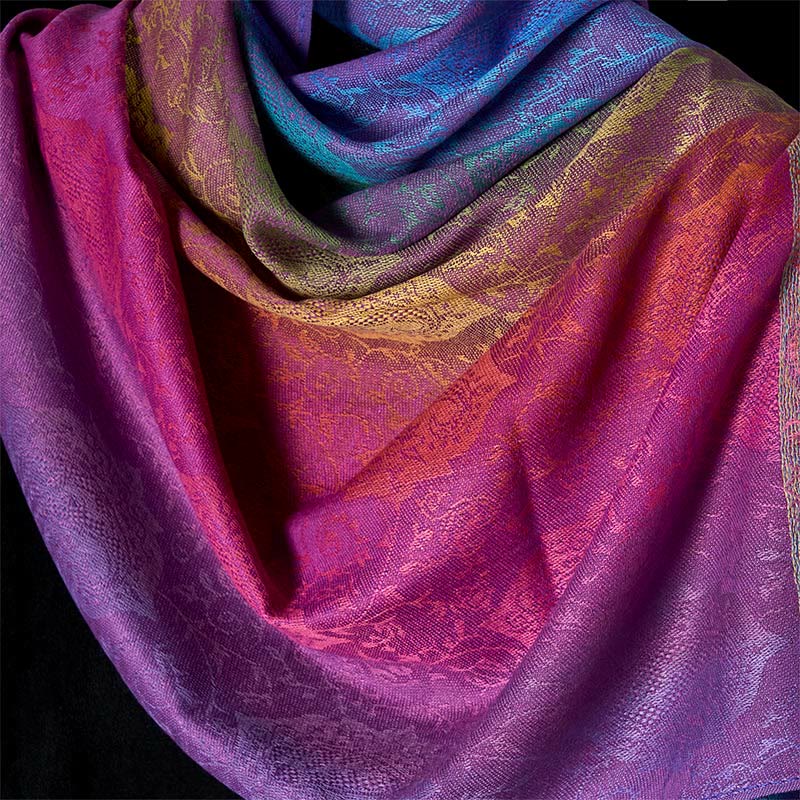 Buddha Stones Spring Colorful Gradient Cashew Flower Pattern Tassel Cozy Scarf Shawl