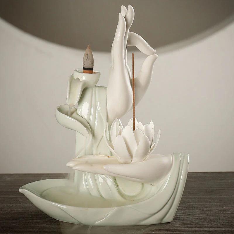 Buddha StonesTibetan Lotus Blessing Incense Burner Decoration (Extra 30% Off | USE CODE: FS30)
