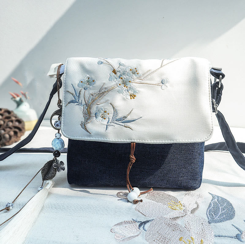 Buddha Stones Handmade Embroidered Large Capacity Polyester Canvas Backpack