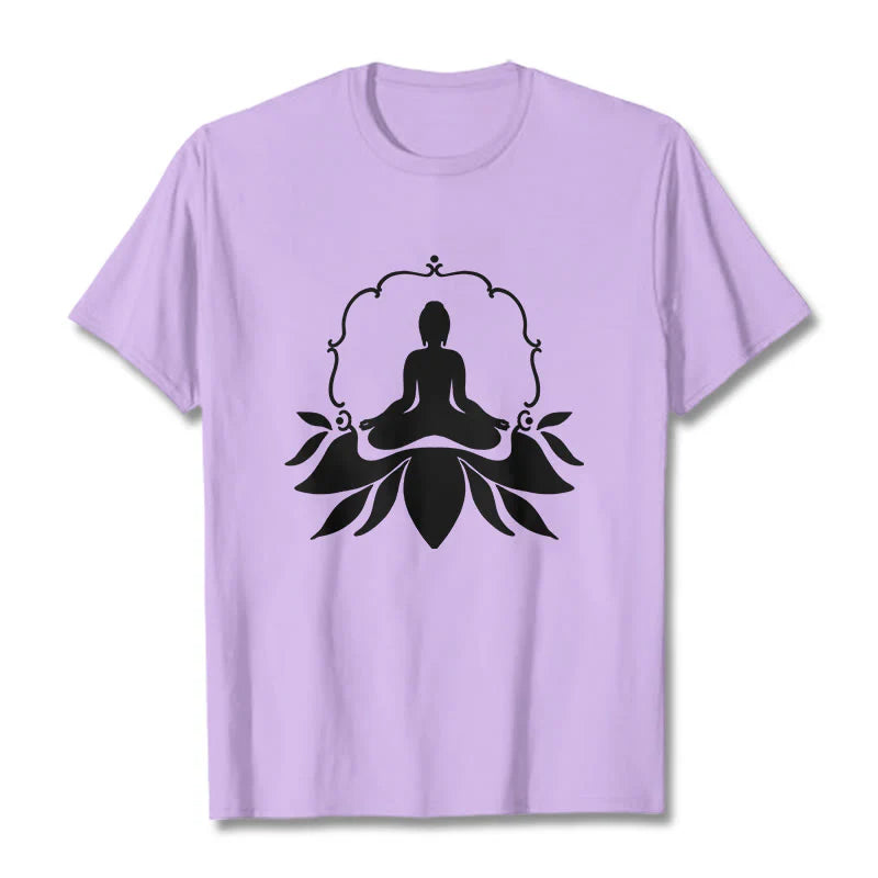 Buddha Stones Meditating Buddha Seated on Grass Tee T-shirt