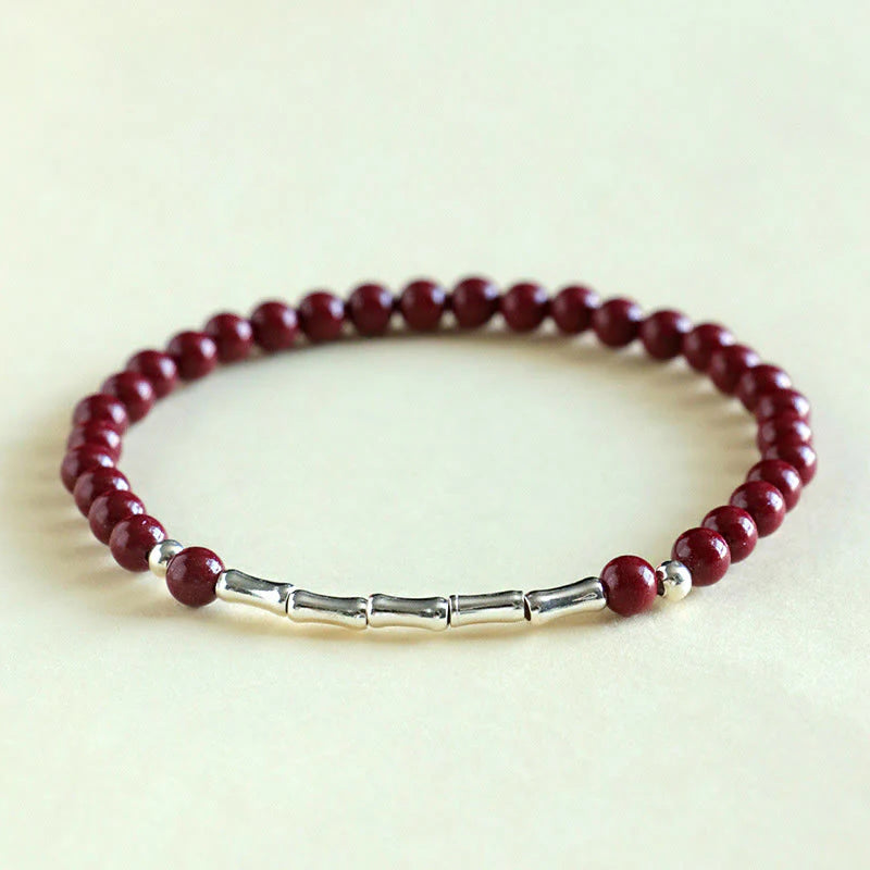 Buddha Stones Cinnabar 925 Sterling Silver Calm Concentration Bracelet