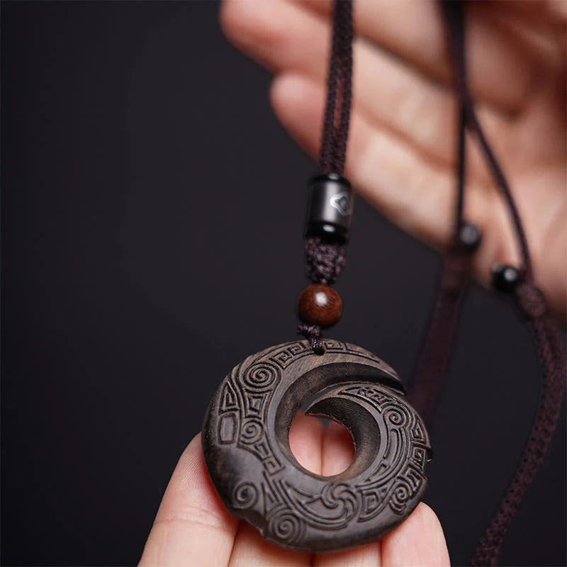 FREE Today: One's Luck Improves Design Ebony Wood Sandalwood Necklace Pendant